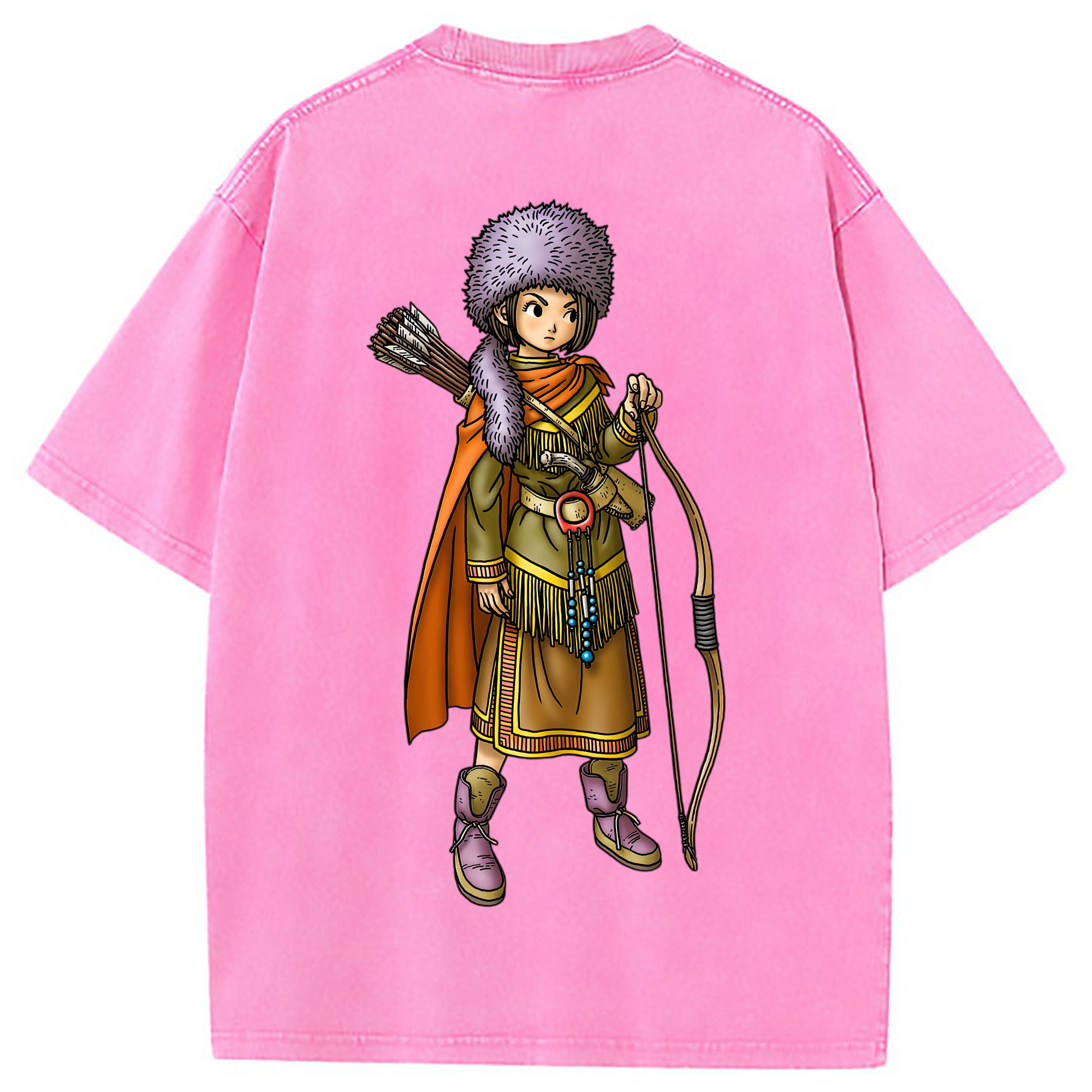 （画像用） ドラゴンクエスト Doragon Kuesuto Dragon Quest 綿100% ヴィンテージ風 半袖Tシャツ（背面プリント）